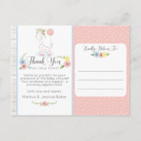 Giraffe Baby Shower Cute Floral Thank You Photo