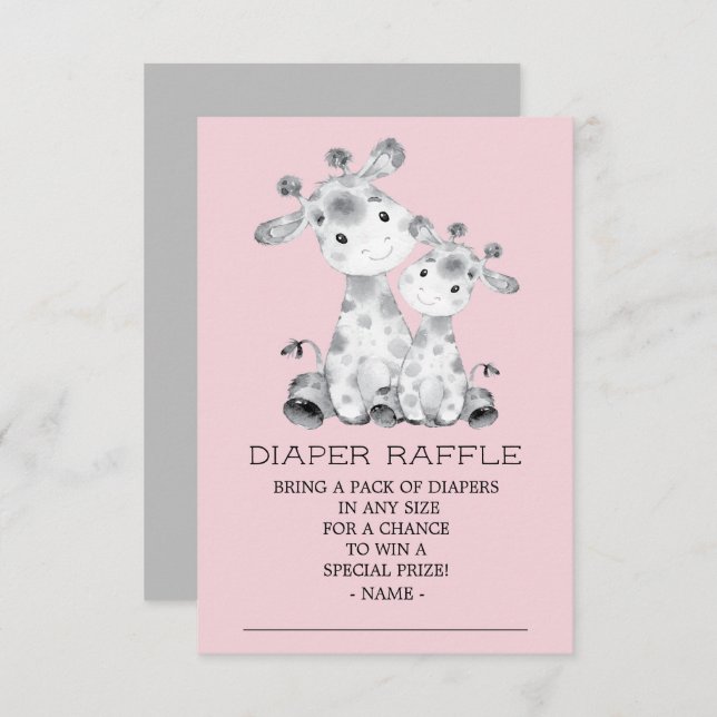 Giraffe Baby Shower Diaper Raffle Ticket Invitation (Front/Back)
