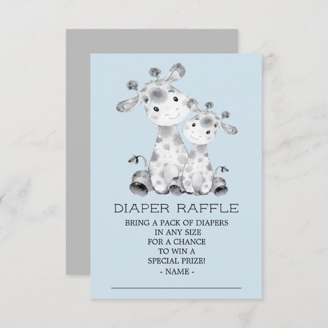 Giraffe Baby Shower Diaper Raffle Ticket Invitation (Front/Back)