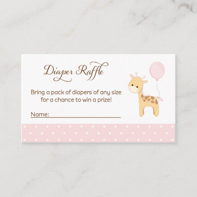 Giraffe Baby Shower Diaper Raffle Tickets Enclosure Card (Front)