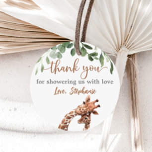 Giraffe baby shower favour sticker