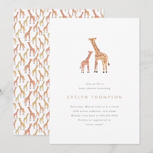 Giraffe Baby Shower Invitation (Front/Back)