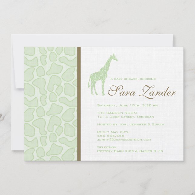 Giraffe Baby Shower Invitation (Front)