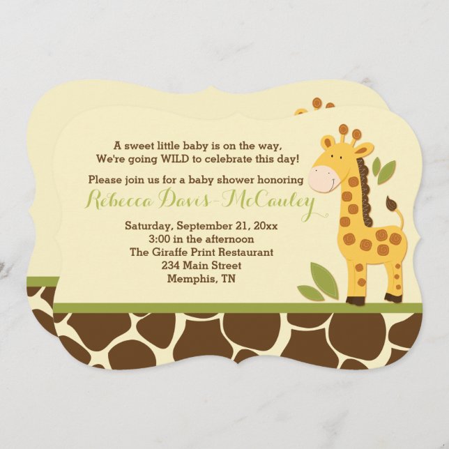 Giraffe Baby Shower Invitation Gender Neutral (Front/Back)