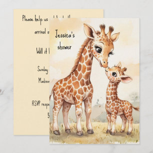 Giraffe Baby Shower Invitations