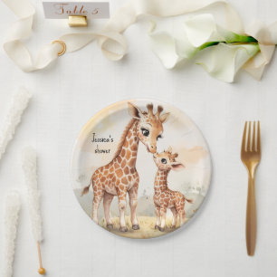 Giraffe Baby Shower Paper Plate