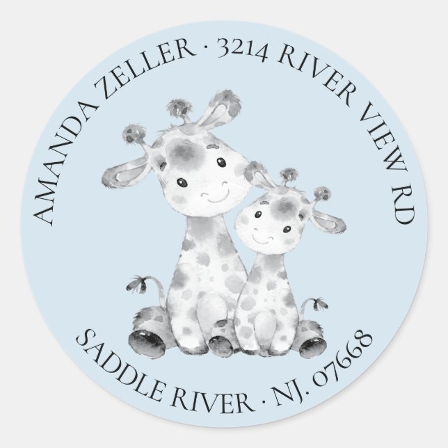 Giraffe Baby Shower Return Address Label (Front)