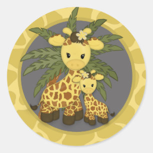 Giraffe Baby Shower seal Mummy Grey Yellow