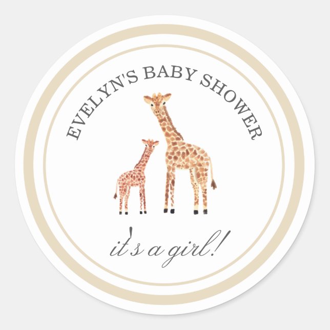Giraffe Baby Shower Stickers (Front)