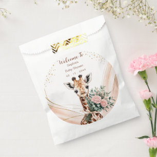 Giraffe Baby Shower Welcome Floral Safari Favour Bags