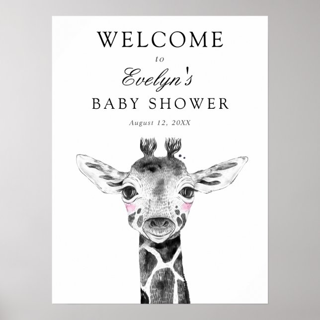 Giraffe Baby Shower Welcome Sign (Front)