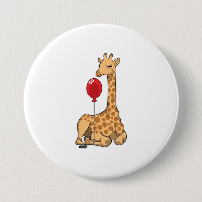 Giraffe Balloon 7.5 Cm Round Badge (Front)