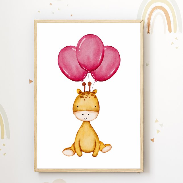 Giraffe Balloon Nursery Poster Kids Room Decor (Creator Uploaded)