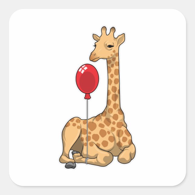 Giraffe Balloon Square Sticker (Front)