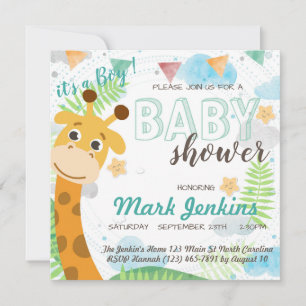Giraffe beautiful bright Baby Boy Shower Invitation