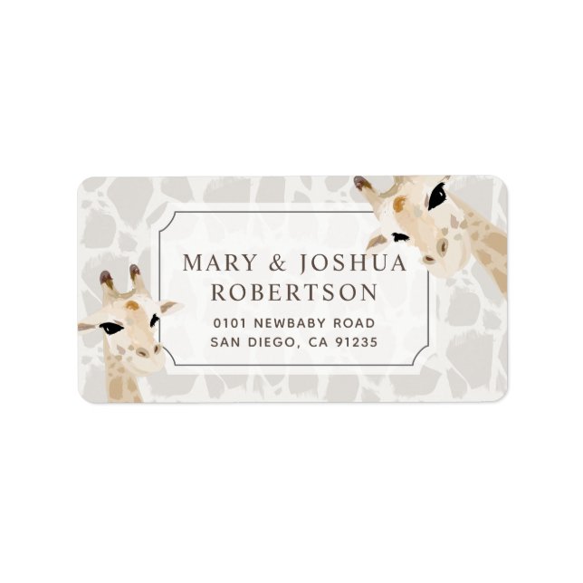 Giraffe Beige Watercolor Baby Shower Label (Front)