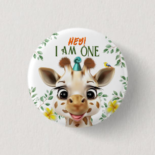Giraffe Birthday Button