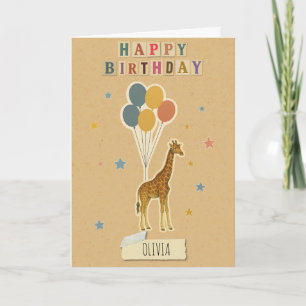 Giraffe Birthday Card – Personalised Name