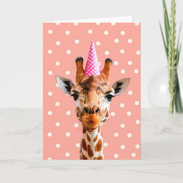Giraffe Birthday Celebration Greeting Card (Front)