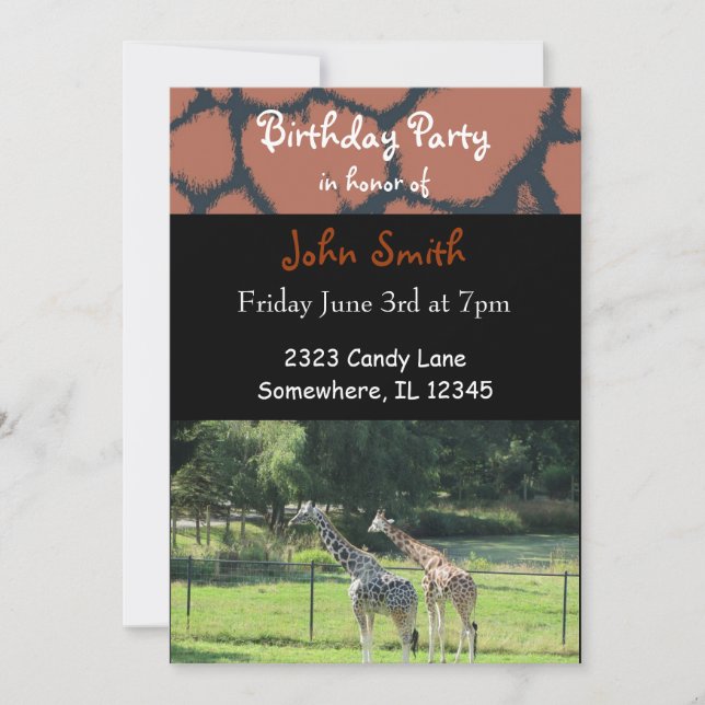 Giraffe Birthday Invitation (Front)