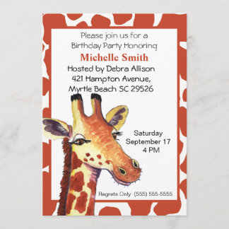 Giraffe Birthday Invitations