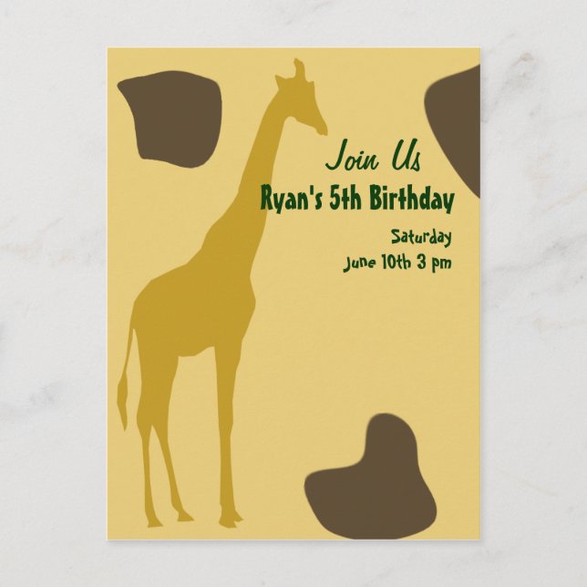 Giraffe Birthday invites (Front)