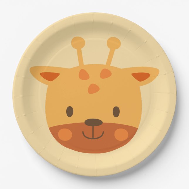Giraffe Birthday Kids Room Wall Art Paper Plates (Front)
