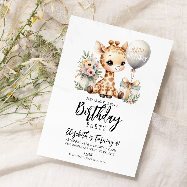 Giraffe Birthday Party Invitation (Creator Uploaded)