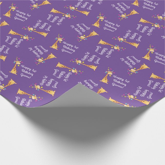 Giraffe Birthday Party Wrapping Paper (Corner)