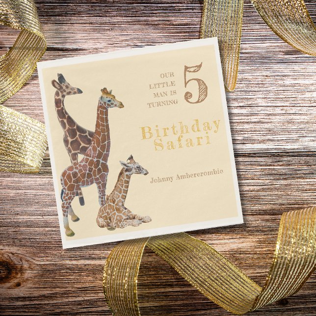 Giraffe Birthday Safari  Napkin (Giraffe Birthday Safari Napkins)