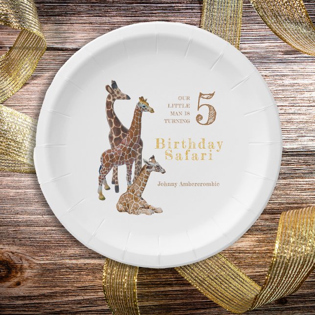 Giraffe Birthday Safari  Paper Plate (Giraffe birthday safari paper plates)