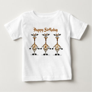 Giraffe Birthday Trio One Baby T-Shirt