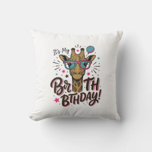 Giraffe Birthday Vintage Engraving Party Shirt_1 Cushion