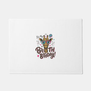Giraffe Birthday Vintage Engraving Party Shirt_1 Doormat