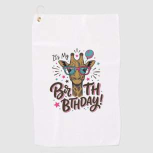 Giraffe Birthday Vintage Engraving Party Shirt_1 Golf Towel