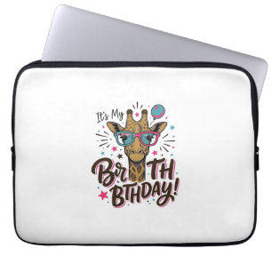 Giraffe Birthday Vintage Engraving Party Shirt_1 Laptop Sleeve