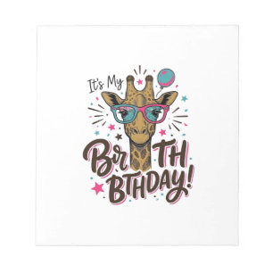 Giraffe Birthday Vintage Engraving Party Shirt_1 Notepad