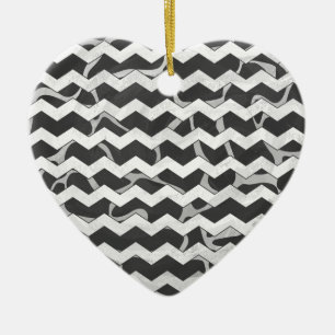 Giraffe Black and Grey Chevron Pattern Ceramic Tree Decoration