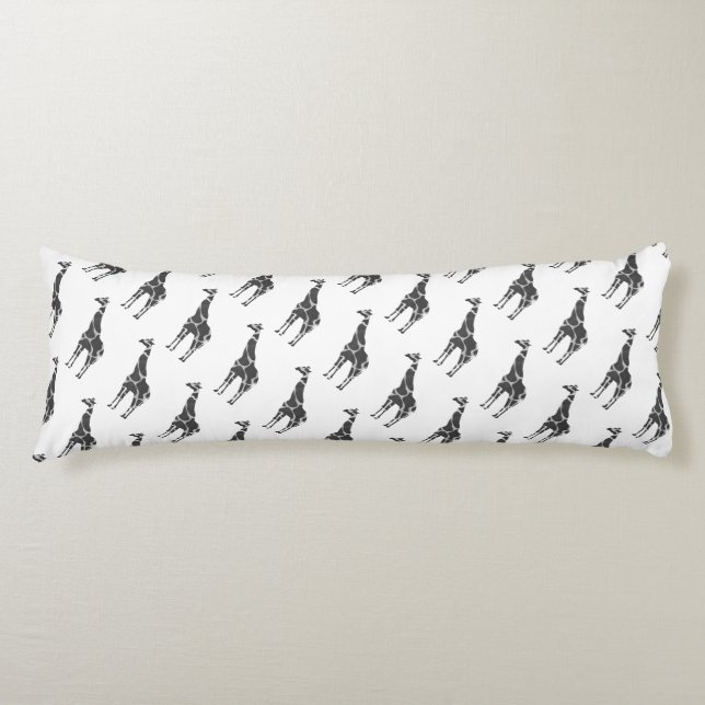 Giraffe Black and Grey Silhoutte Body Cushion (Front)