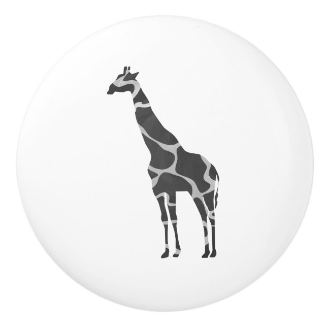 Giraffe Black and Grey Silhoutte Ceramic Knob (Front)