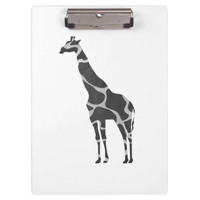 Giraffe Black and Grey Silhoutte Clipboard (Front)