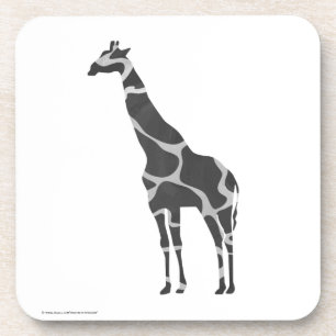 Giraffe Black and Grey Silhoutte Coaster