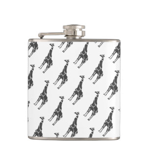 Giraffe Black and Grey Silhoutte Hip Flask