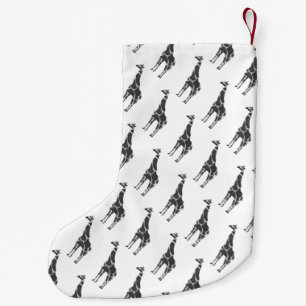 Giraffe Black and Grey Silhoutte Small Christmas Stocking