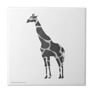 Giraffe Black and Grey Silhoutte Tile