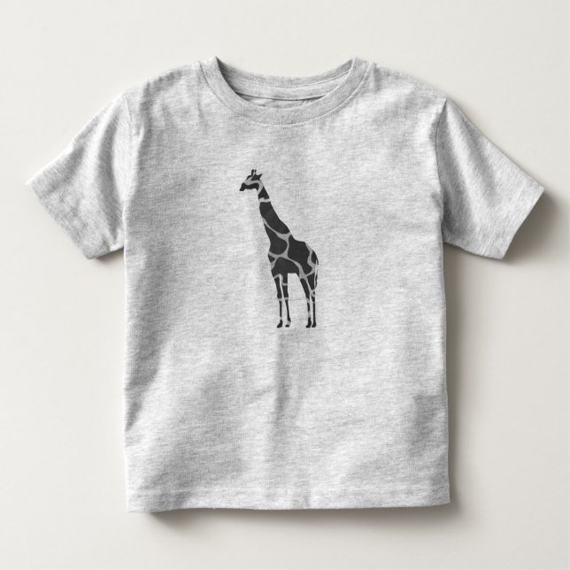 Giraffe Black and Grey Silhoutte Toddler T-Shirt (Front)