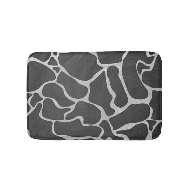 Giraffe Black and Light Grey Print Bath Mat (Front)