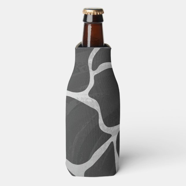 Giraffe Black and Light Grey Print Bottle Cooler (Bottle Front)