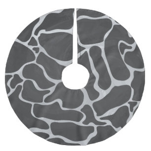 Giraffe Black and Light Grey Print Brushed Polyester Tree Skirt