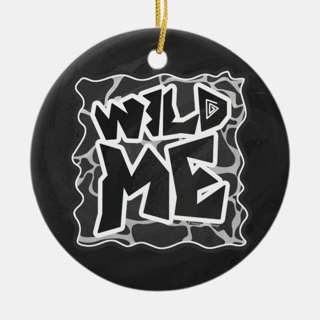 Giraffe Black and Light Grey Print Ceramic Tree Decoration (Front)